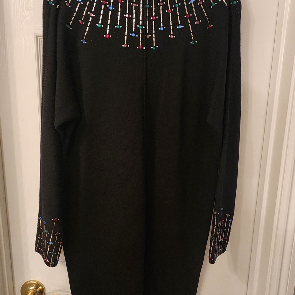 St. John Black Dress with Multicolor Beading